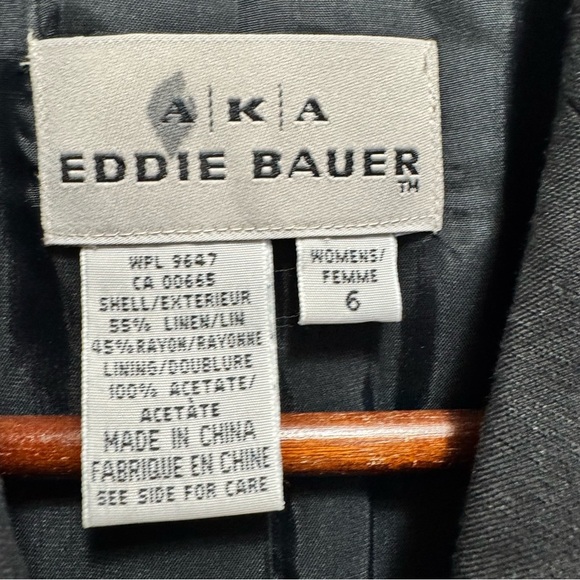 Eddie Bauer AKA Black Linen Blend Blazer Jacket Size 6 - Picture 5 of 12